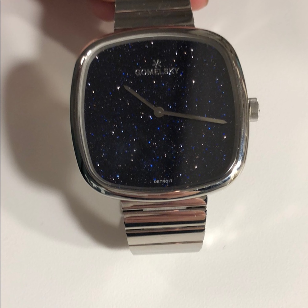 Shinola Gomelsky Silver & sparkle blue face watch